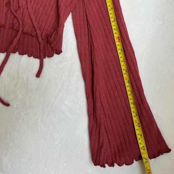 Victoria + Sophia Cropped Cardigan Womens Terracotta Tie-Front Sweater Size S - Picture 9 of 9